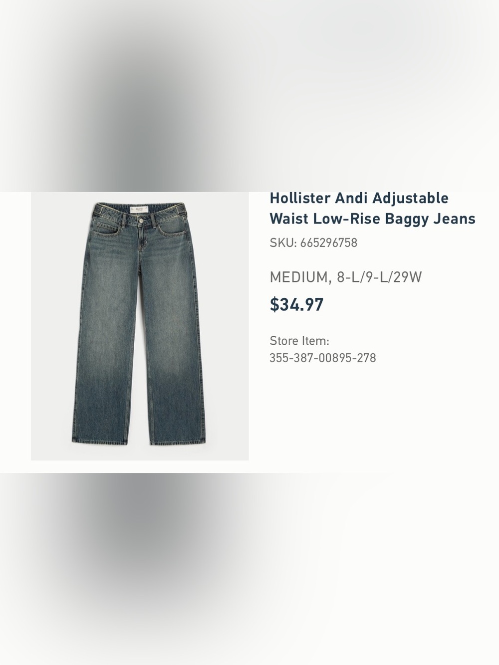 Hollister Light Blue Straight-Leg Women's Jeans Adjustable Waist